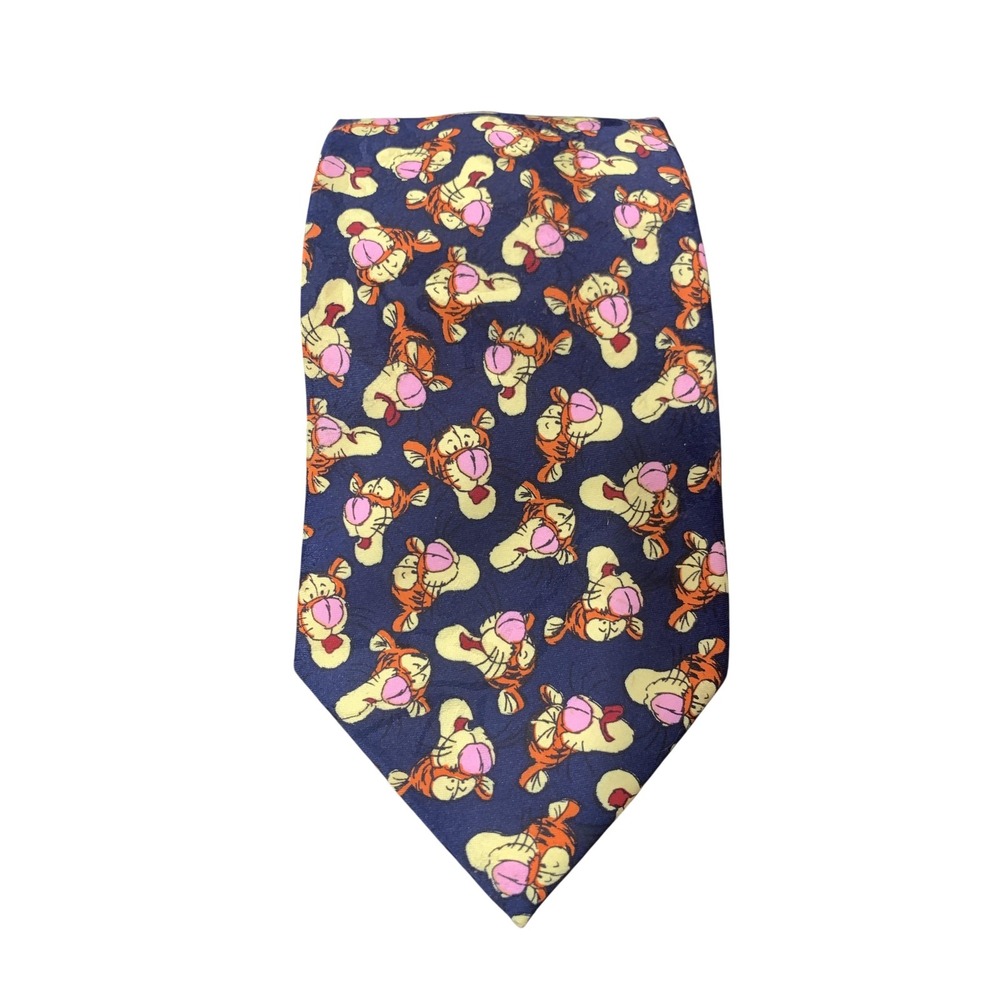 Disney Pooh Tigger Tie Mens Navy Blue‎ Necktie Allover Print Winnie the Pooh